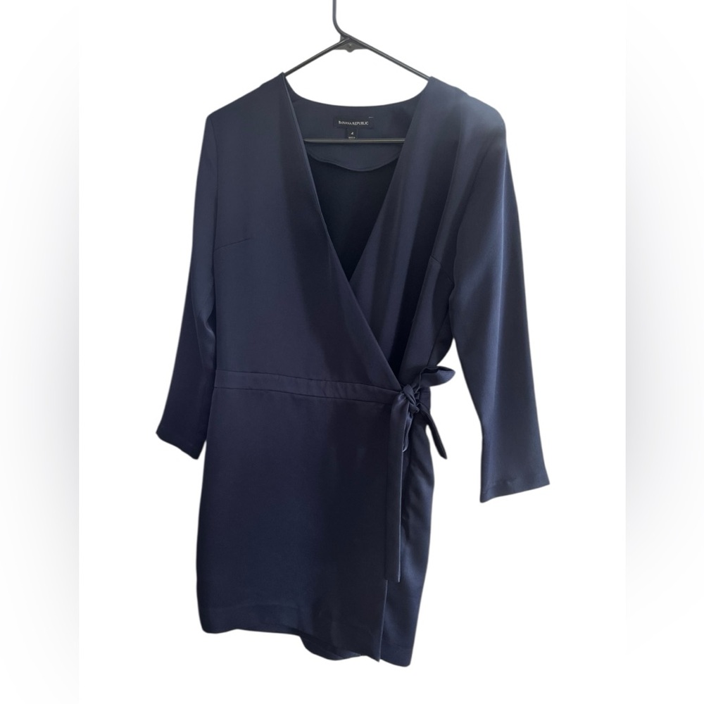Banana Republic Wrap Front Romper Skort – Navy – Long Sleeve